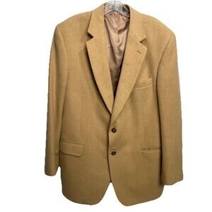 Jos A Bank Men’s 100% Camel Hair 2-Button Blazer Jacket Khaki/Tan • 44R